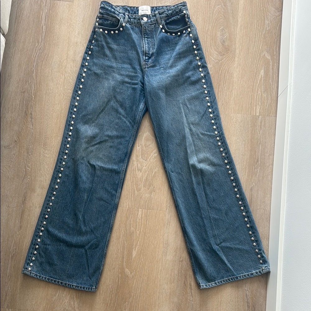 Cary High Rise Slouchy Wide Leg Studded Jeans